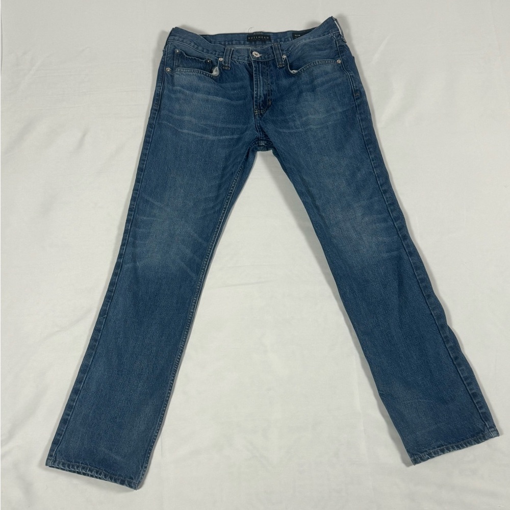 Blue slim fit denim jeans by bullhead